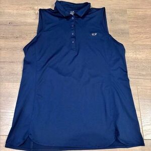 Vineyard Vines Curved Hem Sleeveless Navy Polo